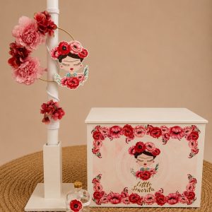fridakahlobaptismchristeninggirlsbabyflowersfloralred