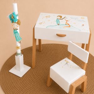 littleprincefairytaledeskchairboyfirlchristeningbaptismbluewhitegreen