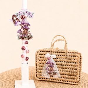 mushroomhousefairygirlpurplewhitepinkbaptismchristeningbasketbagbaskets