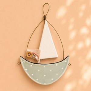 sailboathangingdecorationbluewhitegreenhomedecor