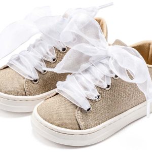 Sneaker απο Ύφασμα και Δέσιμο Κορδέλα BW4864 Πλατίνα