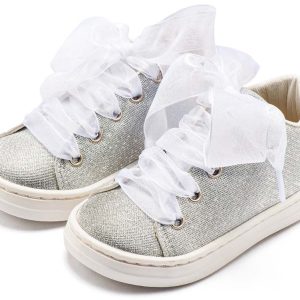 Sneaker απο Ύφασμα και Δέσιμο Κορδέλα BW4864 Ασημί