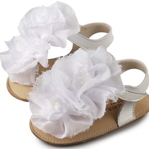 Πέδιλο με  Chiffon Λουλούδια MI1559 Λευκό