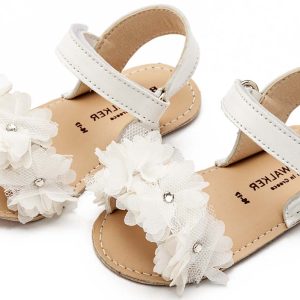 Πέδιλο με Chiffon Λουλούδια MI1633 Λευκό